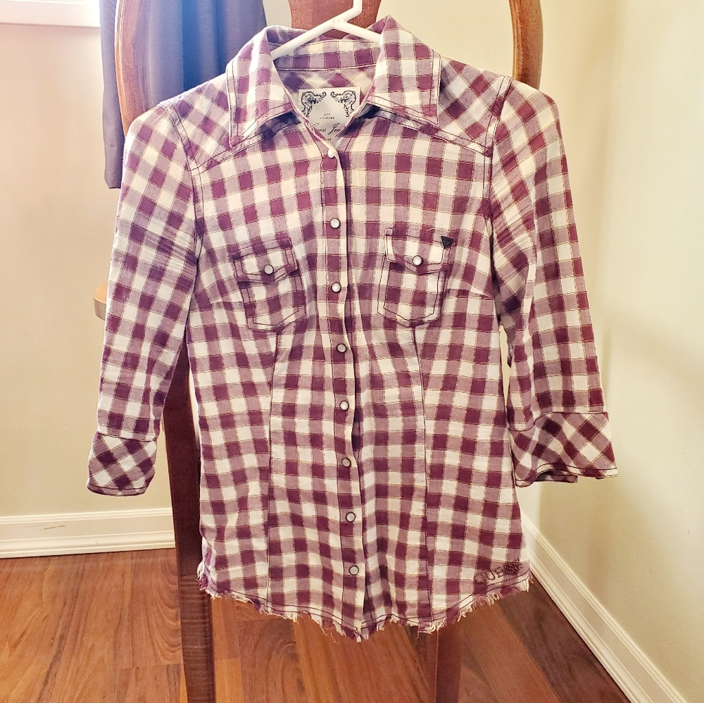 Guess Plaid button down